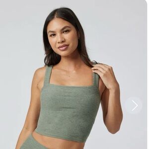 Green Square Neck Crop Top